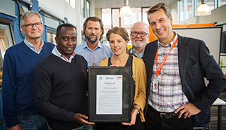 Lindqvist Bygg vid ceremonin Gyproc Certifierat objekt NKS fas 6 