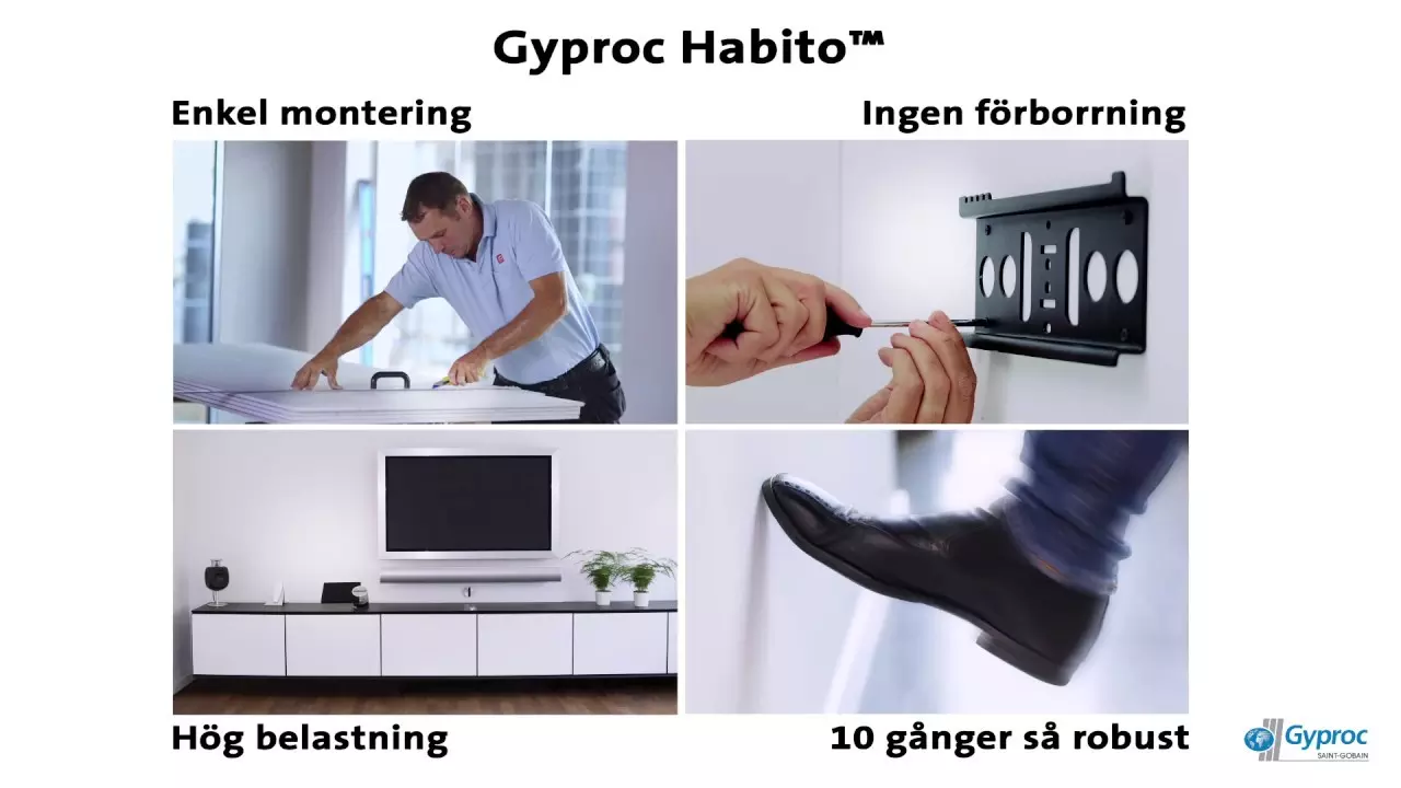 Häng upp TV, köksskåp eller hyllor på gipsväggen med träskruv - Gyproc Habito thumbnail